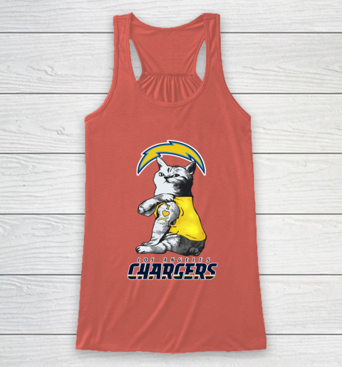 NFL Football My Cat Loves Los Angeles Chargers Racerback Tank 3