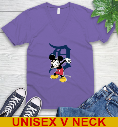 Detroit Tigers MLB Baseball Dabbing Mickey Disney Sports V-Neck T-Shirt 9