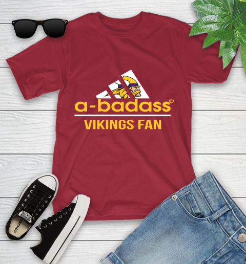 NFL A Badass Minnesota Vikings Fan Adidas Football Sports Youth T-Shirt 14