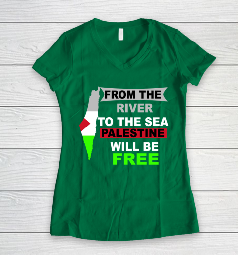 From The River To The Sea Palestine Will Be Free Shirt Women's V-Neck T-Shirt 3