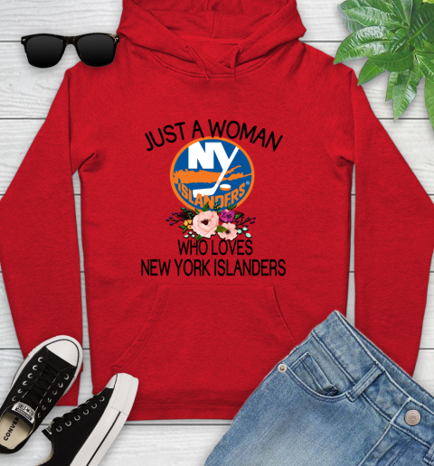 NHL Just A Woman Who Loves New York Islanders Hockey Sports Youth Hoodie 7