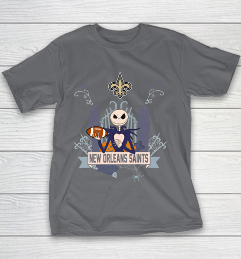 NFL New Orleans Saints Football Jack Skellington Halloween Youth T-Shirt 5