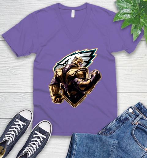 NFL Thanos Avengers Endgame Football Sports Philadelphia Eagles V-Neck T-Shirt 9