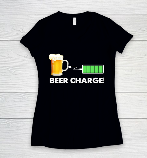 Beer Lover Funny Shirt Beer Charge Women's V-Neck T-Shirt