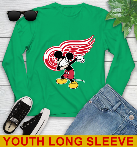 Detroit Red Wings NHL Hockey Dabbing Mickey Disney Sports Youth Long Sleeve 8 Detroit Red Wings NHL Hockey Dabbing Mickey Disney Sports Youth Long Sleeve - Image 8