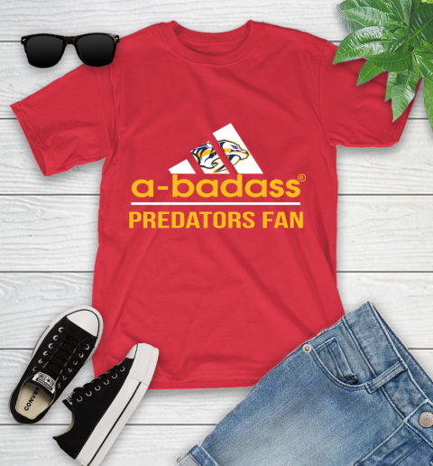 NHL A Badass Nashville Predators Fan Adidas Hockey Sports Youth T-Shirt 13