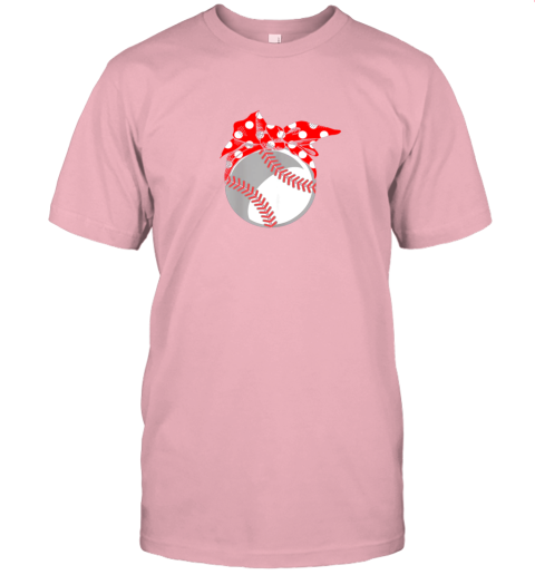 fxao baseball sport mom red polka dot bandana gift jersey t shirt 60 front pink