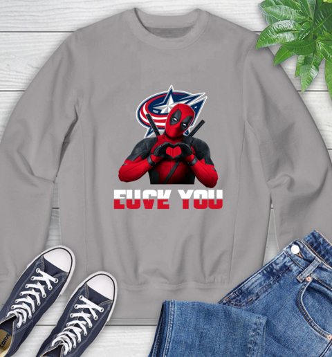 NHL Columbus Blue Jackets Deadpool Love You Fuck You Hockey Sports Sweatshirt 5