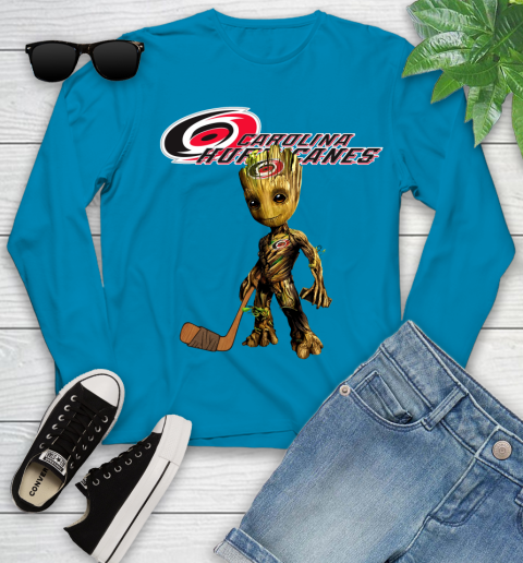 Carolina Hurricanes NHL Hockey Groot Marvel Guardians Of The Galaxy Youth Long Sleeve 7