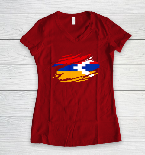 Artsakh Flag Proud Artsakh Support Artsakh Strong Armenia Women's V-Neck T-Shirt 8