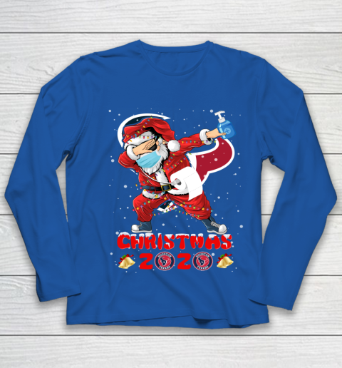Houston Texans Funny Santa Claus Dabbing Christmas 2020 NFL Youth Long Sleeve 7