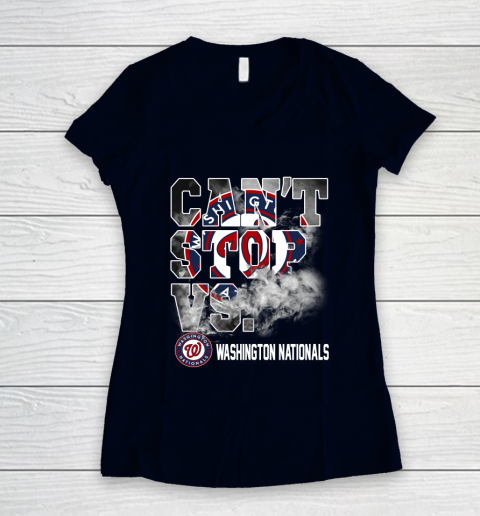 MLB Washington Nationals Baseball Can't Stop Vs Nationals Women's V-Neck T-Shirt 2