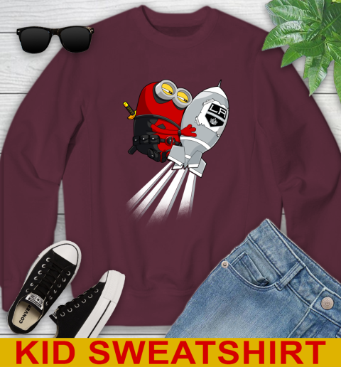 NHL Hockey Los Angeles Kings Deadpool Minion Marvel Shirt Youth Sweatshirt 4
