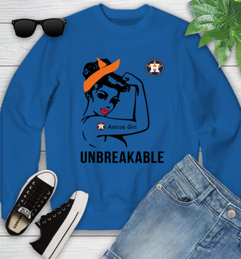 MLB Houston Astros Girl Unbreakable Baseball Sports Youth Sweatshirt