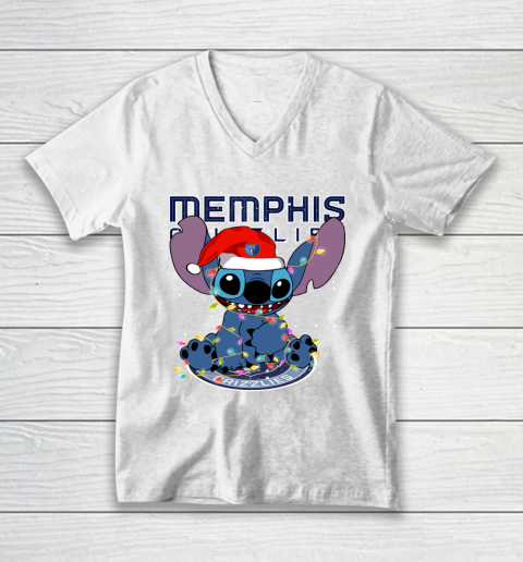 Memphis Grizzlies NBA noel stitch Basketball Christmas V-Neck T-Shirt
