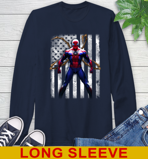 NBA Basketball Charlotte Hornets Spider Man Avengers Marvel American Flag Shirt Long Sleeve T-Shirt 3