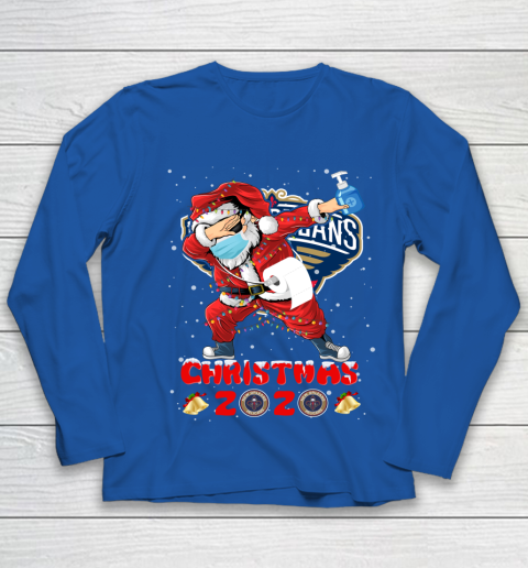 New Orleans Pelicans Funny Santa Claus Dabbing Christmas 2020 NBA Youth Long Sleeve 7