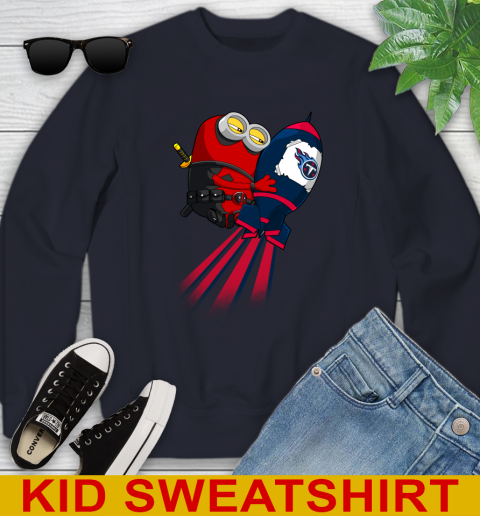 NFL Football Tennessee Titans Deadpool Minion Marvel Shirt Youth Sweatshirt 2