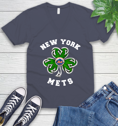 MLB New York Mets Three Leaf Clover St Patrick's Day Baseball Sports V-Neck T-Shirt 7