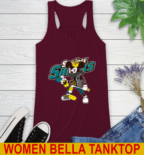 San Jose Sharks NHL Hockey Mickey Peace Sign Sports Racerback Tank 4 San Jose Sharks NHL Hockey Mickey Peace Sign Sports Racerback Tank - Image 4