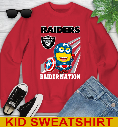 NFL Football Oakland Raiders Captain America Marvel Avengers Minion Shirt Youth Sweatshirt 7
