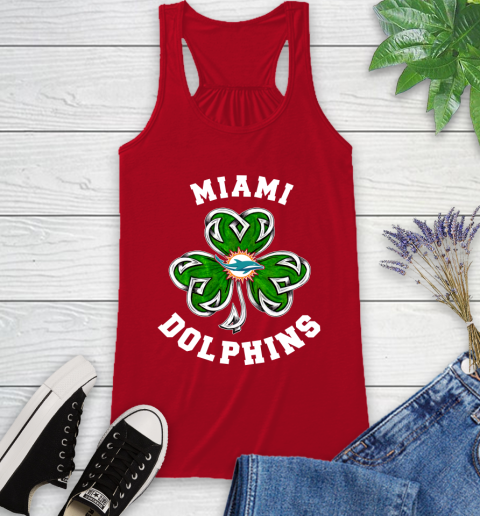 NFL Miami Dolphins Three Leaf Clover St Patrick's Day Football Sports Racerback Tank 5