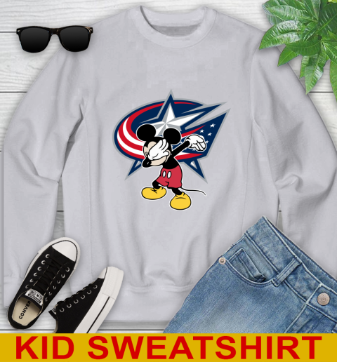 Columbus Blue Jackets NHL Hockey Dabbing Mickey Disney Sports Youth Sweatshirt 4