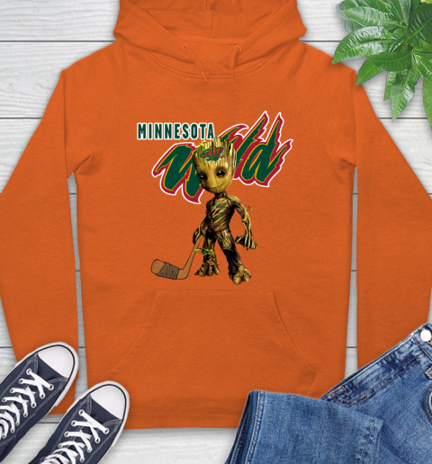 Minnesota Wild NHL Hockey Groot Marvel Guardians Of The Galaxy Hoodie 5