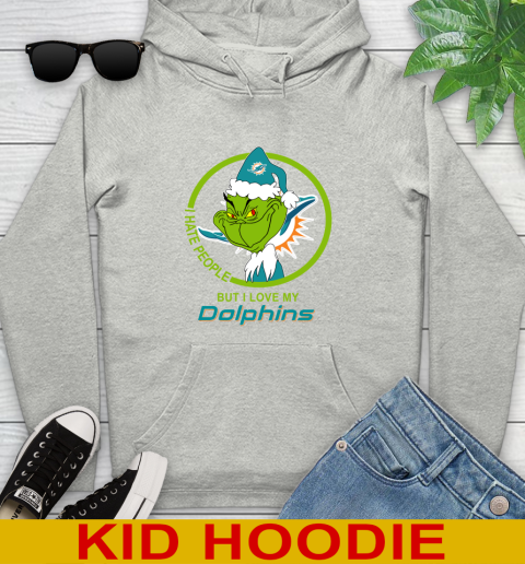 Miami Dolphins NFL Christmas Grinch I Hate People But I Love My Favorite Football Team Youth Hoodie