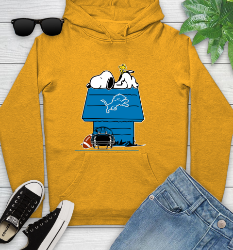 Detroit Lions NFL Football Snoopy Woodstock The Peanuts Movie Youth Hoodie 3