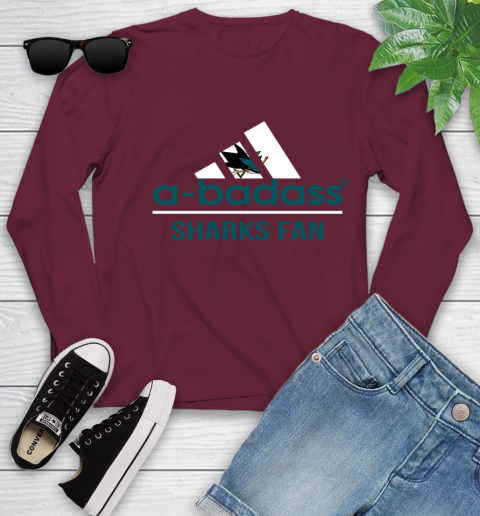 NHL A Badass San Jose Sharks Fan Adidas Hockey Sports Youth Long Sleeve 6