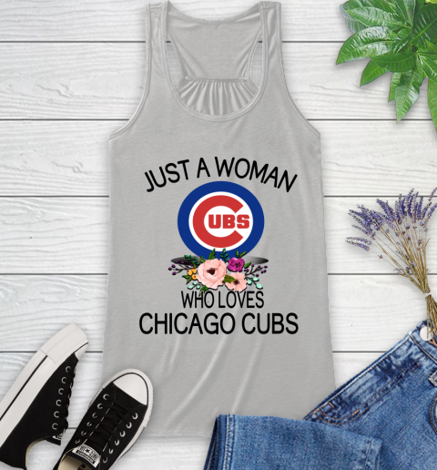 MLB Just A Woman Who Loves Chicago Cubs Baseball Sports Racerback Tank