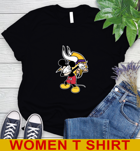Minnesota Vikings NFL Football Dabbing Mickey Disney Sports Women's T-Shirt 2