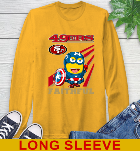 NFL Football San Francisco 49ers Captain America Marvel Avengers Minion Faithful Shirt Long Sleeve T-Shirt 2