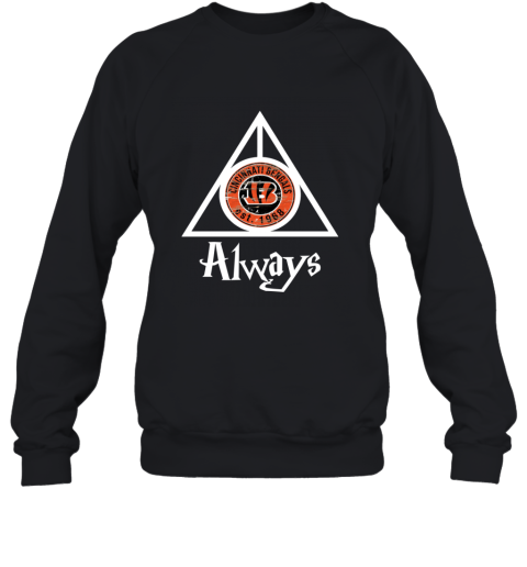 Always Love The Cincinnati Bengals x Harry Potter Mashup NFL ypyv always love the cincinnati bengals x harry potter sweatshirt 35 front black
