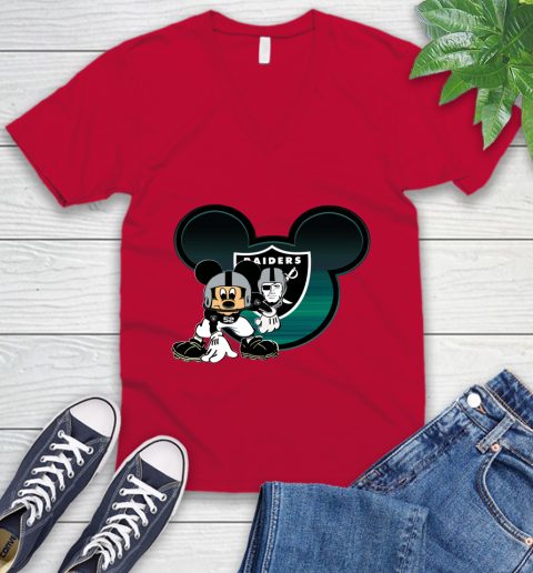 NFL Oakland Raiders Mickey Mouse Disney Football T Shirt V-Neck T-Shirt 8