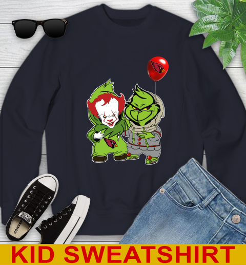 Arizona Cardinals Baby Pennywise Grinch Christmas NFL Football Youth Sweatshirt 3