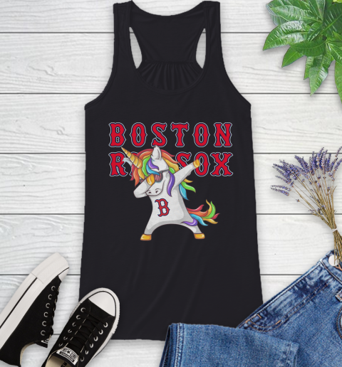 Boston Red Sox MLB Baseball Funny Unicorn Dabbing Sports Racerback Tank 2