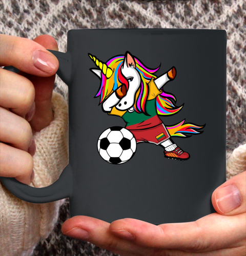 Dabbing Unicorn Lithuania Football Lithuanian Flag Soccer Ceramic Mug 11oz