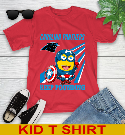 NFL Football Carolina Panthers Captain America Marvel Avengers Minion Shirt Youth T-Shirt 11