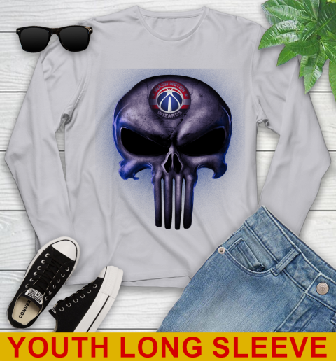 Washington Wizards NBA Basketball Punisher Skull Sports Youth Long Sleeve 5