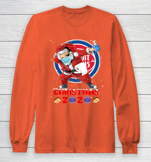 Detroit Pistons Funny Santa Claus Dabbing Christmas 2020 NBA Long Sleeve T-Shirt 3
