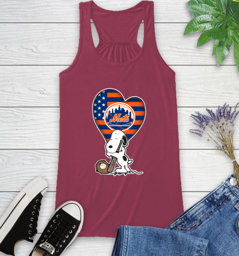 New York Mets MLB Baseball The Peanuts Movie Adorable Snoopy Racerback Tank 8