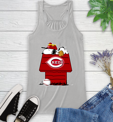 MLB Cincinnati Reds Snoopy Woodstock The Peanuts Movie Baseball T Shirt Racerback Tank