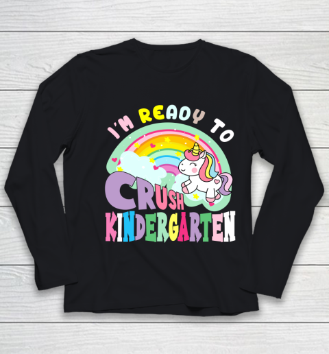 Back to school shirt ready to crush kindergarten unicorn Youth Long Sleeve