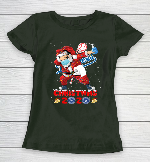 Los Angeles Dodgers Funny Santa Claus Dabbing Christmas 2020 MLB Women's T-Shirt 4