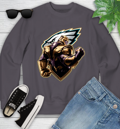 NFL Thanos Avengers Endgame Football Sports Philadelphia Eagles Youth Sweatshirt 6