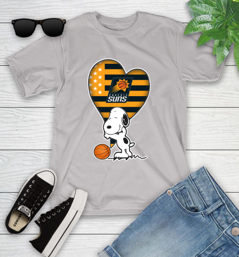 Phoenix Suns NBA Basketball The Peanuts Movie Adorable Snoopy Youth T-Shirt 12