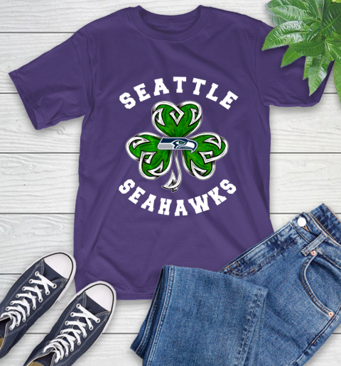 NFL Seattle Seahawks Three Leaf Clover St Patrick's Day Football Sports T-Shirt - Image 6