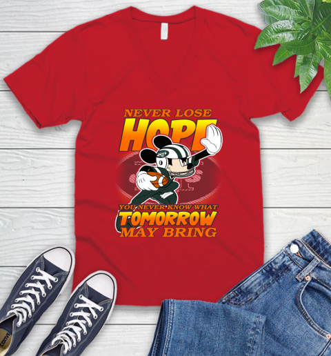 New York Jets NFL Football Mickey Disney Never Lose Hope V-Neck T-Shirt 6